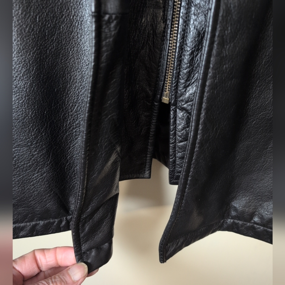 Wilsons Leather Jacket Outside Zip & Buttons Men's M Black Thinsulate Lined - Picture 4 of 16